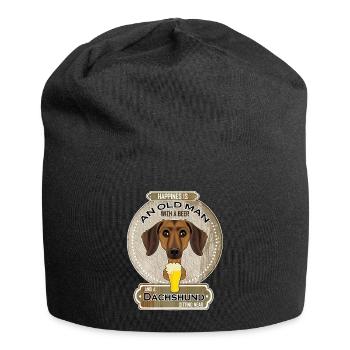 Dachshund Dad Beer Lover - Jersey-Beanie - Schwarz - Vorne