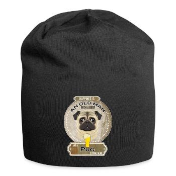 Pug Dad Beer Lover - Jersey-Beanie - Schwarz - Vorne