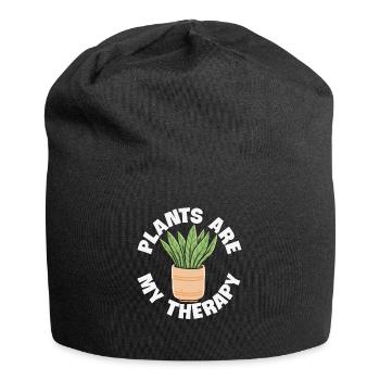 Pflanzen sind meine Therapiepflanzen Zitate - Jersey-Beanie - Schwarz - Vorne