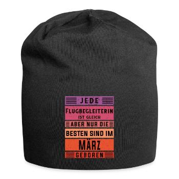 Piloten Geburtstag März geboren Flugbegleiterin - Jersey-Beanie - Schwarz - Vorne