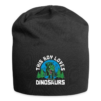 This boy loves dinosaurs Kids Boy Boy Dino - Jersey Beanie - black - Front