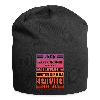 Restaurant Wirt Geburtstag September geboren - Jersey-Beanie - Schwarz - Vorne