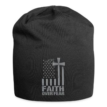 Glaube Über Angst Amerikanischer Stolz Religiöse - Jersey-Beanie - Schwarz - Vorne