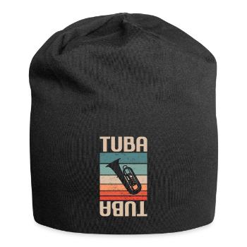 Retro Vintage Classic Tuba Player Instrument - Jersey Beanie - black - Front