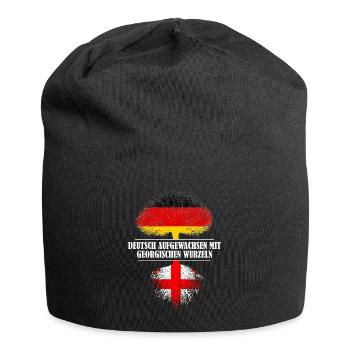 Deutsch mit georgischen Wurzeln - Jersey-Beanie - Schwarz - Vorne