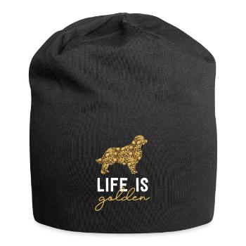 Life Is Golden Floral Golden Retriever Dog Mom - Jersey Beanie - black - Front