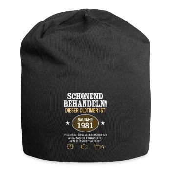 Schonend Behandeln Oldtimer Baujahr 1981 Geboren - Jersey-Beanie - Schwarz - Vorne