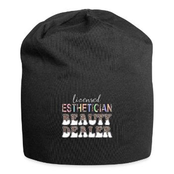 Leopard Skin Therapist Licensed Esthetician - Jersey-Beanie - Schwarz - Vorne