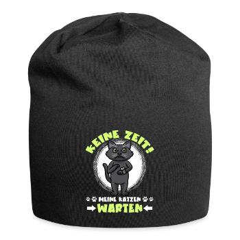 Schwarze Katze Keine Zeit Lustig - Jersey-Beanie - Schwarz - Vorne