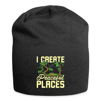 I create peaceful places gardening - Jersey-Beanie - Schwarz - Vorne