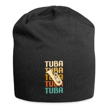 Retro Vintage Classic Tuba Player Instrument - Jersey Beanie - black - Front