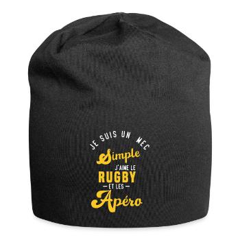 Je suis un mec simple j'aime le rugby et les apéro - Bonnet en jersey - noir - Devant