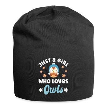 Eule Eulen - Jersey-Beanie - Schwarz - Vorne