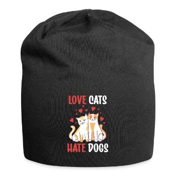 Chers chats Détestez les chiens Chat Amoureux des animaux de compagnie - Bonnet en jersey - noir - Devant