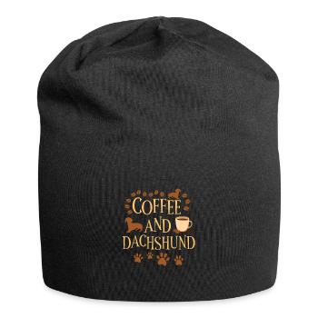 Kaffee und Dackel - Jersey-Beanie - Schwarz - Vorne