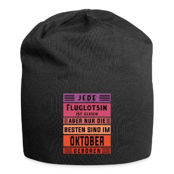 Flugzeug-Lotse Geburtstag Oktober geboren - Jersey-Beanie - Schwarz - Vorne