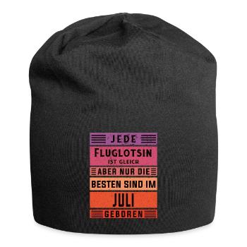 Flugzeug-Lotse Geburtstag Juli geboren Fluglotsin - Jersey-Beanie - Schwarz - Vorne