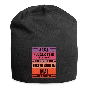 Flugzeug-Lotse Geburtstag Mai geboren Fluglotsin - Jersey-Beanie - Schwarz - Vorne