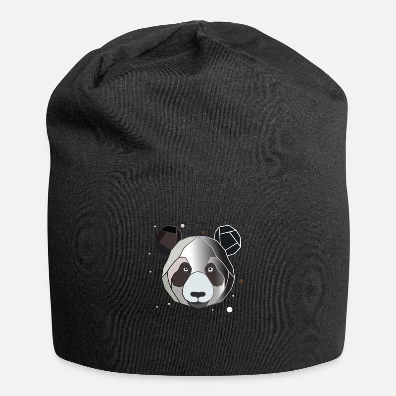 Panda Polygon Kunst Tier Geometrie - Jersey-Beanie - Schwarz