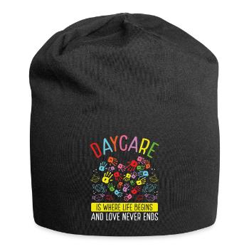 Fournisseur de services de garde L’amour ne s’arrête jamais Enseignant de garde d’enfants - Bonnet en jersey - noir - Devant