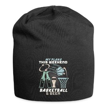 Basketball und Bier lustiger Spruch, Wochenende - Jersey-Beanie - Schwarz - Vorne