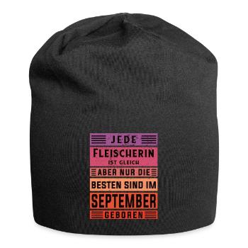 Metzger Geburtstag September geboren Fleischerin - Jersey-Beanie - Schwarz - Vorne