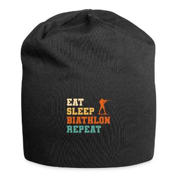 Eat Sleep Biathlon Repeat Biathlete - Jersey Beanie - black - Front