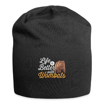 Life is better with Wombat Australia Marsupial - Jersey Beanie - black - Front