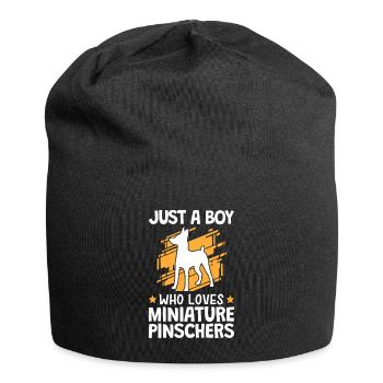 Garçon le pinscher nain aime Pinscher - Bonnet en jersey - noir - Devant