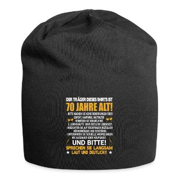 Der Träger dieses Shirts ist 70 Jahre alt 70. - Jersey-Beanie - Schwarz - Vorne