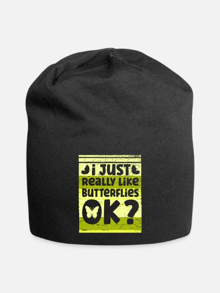 Schmetterling Spruch Falter - Jersey-Beanie - Schwarz