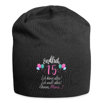 Endlich 15 Ich Kann Alles Ich Weiß Alles - Jersey-Beanie - Schwarz - Vorne