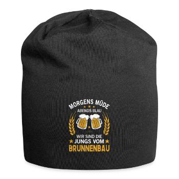 Morgens Müde Abends Blau Die Jungs vom Brunnenbau - Jersey-Beanie - Schwarz - Vorne