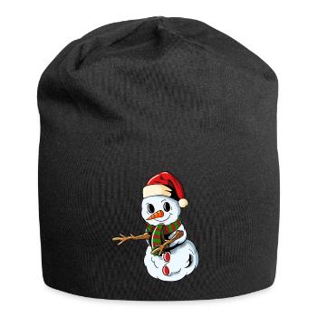 Bonhomme de neige Casquette de Noël Floss Danse Noël - Bonnet en jersey - noir - Devant