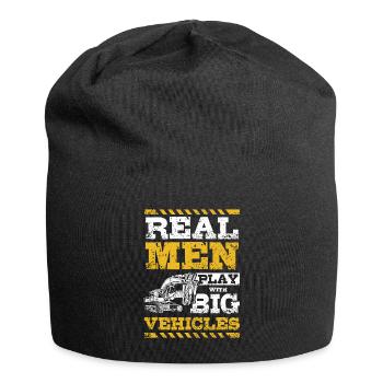 Real men play with big vehicles excavator driver - Jersey-Beanie - Schwarz - Vorne