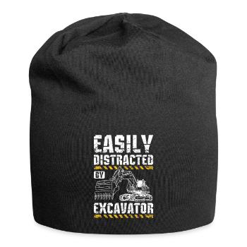 Easily distracted by excavator - Jersey-Beanie - Schwarz - Vorne