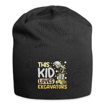 This kid loves excavators - Jersey-Beanie - Schwarz - Vorne