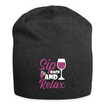 Sip Back And Relax Wine Alcohol - Jersey Beanie - charcoal grey - Front