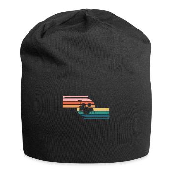 Retro Drummer Spieler Schlagzeug Schlagzeuger - Jersey-Beanie - Schwarz - Vorne