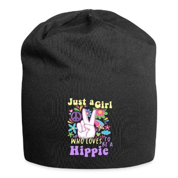 Hippie Peace Groovy Flowerpower Boho Woodstock - Bonnet en jersey - noir - Devant