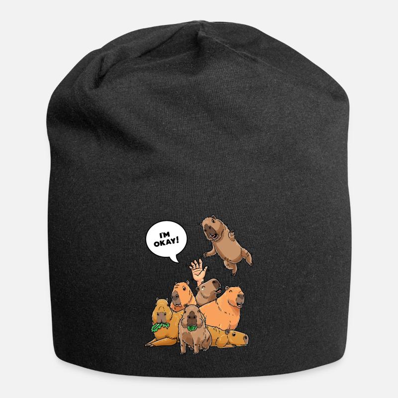 Capybara Funny Rodent Capybara Capybara - Jersey Beanie - black