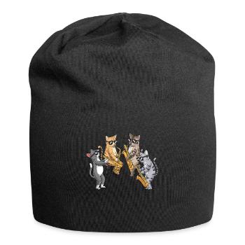Cat joue saxophone saxophoniste Jazz Band - Bonnet en jersey - noir - Devant