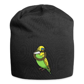 Perroquet Budgerigar Oiseau Avec Couteau - Bonnet en jersey - noir - Devant