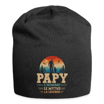 Papy l'homme le mythe la légende cadeau papy drôle - Bonnet en jersey - noir - Devant