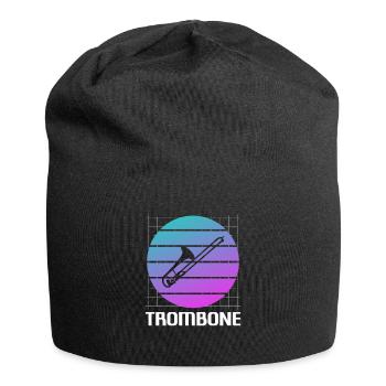 Instrument de joueur de trombone classique vintage rétro - Bonnet en jersey - noir - Devant
