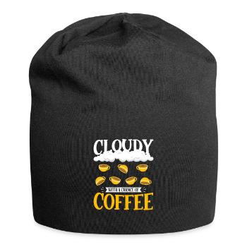 Cloudy with a chance for coffee design - Jersey Beanie - black - Front