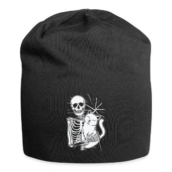 Halloween Squelette Ligne Art Chat Dessin Chat - Bonnet en jersey - noir - Devant