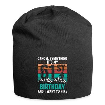 61 Year Old Hiker Cancel go Hiking 61 Birthday - Jersey-Beanie - Schwarz - Vorne