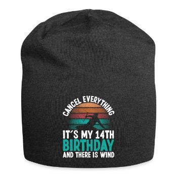 14 Year Old Kitesurfer Kiteboarding 14 Birthday - Jersey Beanie - charcoal grey - Front