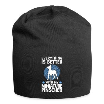 Alles besser mit Zwergpinscher Pinscher - Jersey-Beanie - Schwarz - Vorne